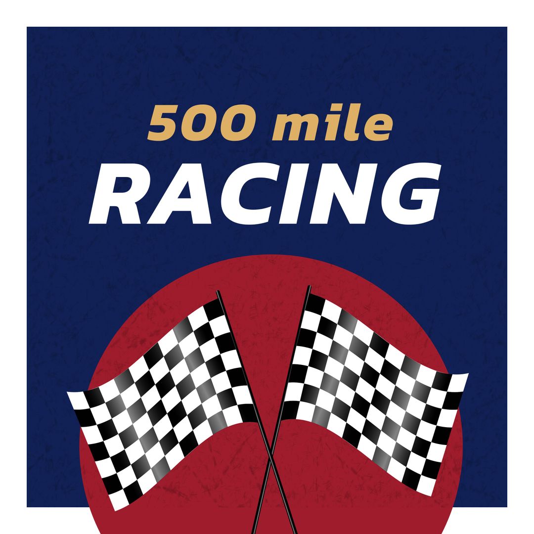 500 Mile Racing Event Banner with Checkered Flags