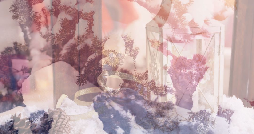 Winter Candle Overlays with Snow-covered Coniferous Trees