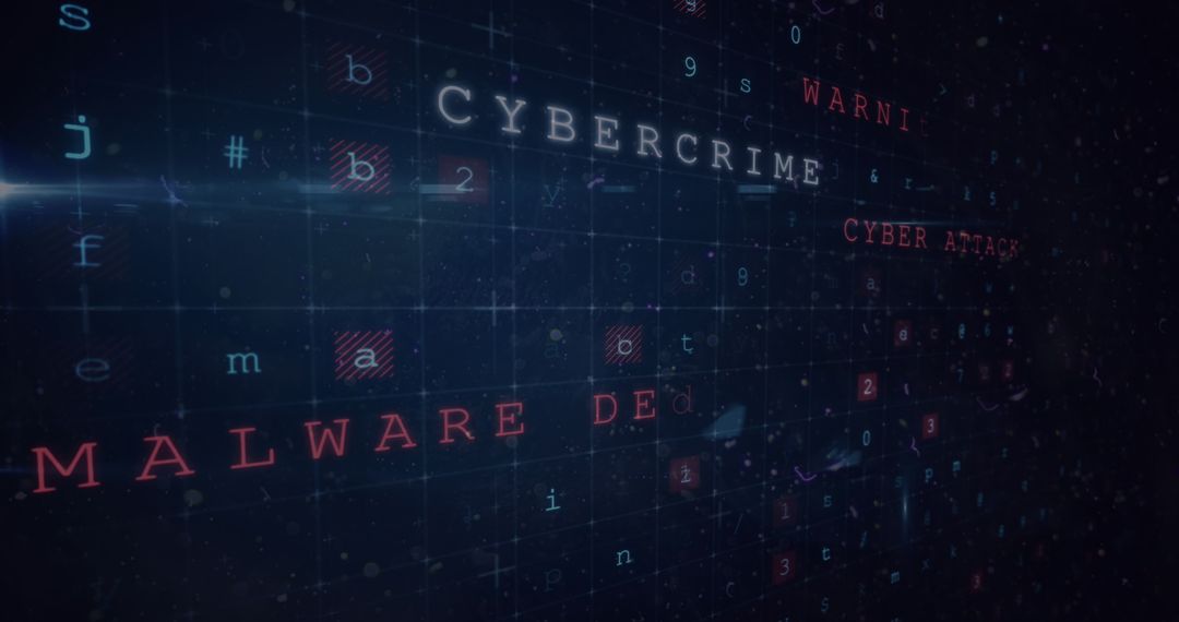 Digital Screen Showing Cybercrime and Malware Warnings