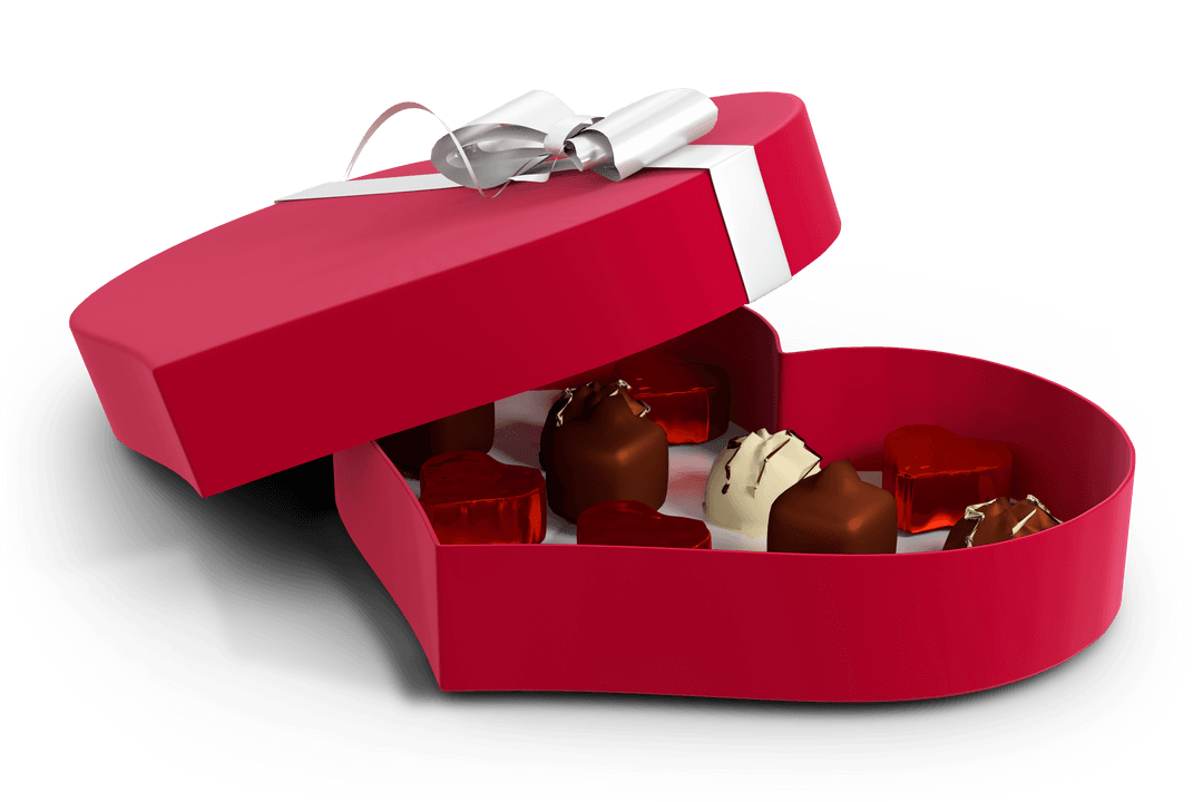 Heart Shaped Transparent Box with Mixed Chocolates and Ribbon Bow