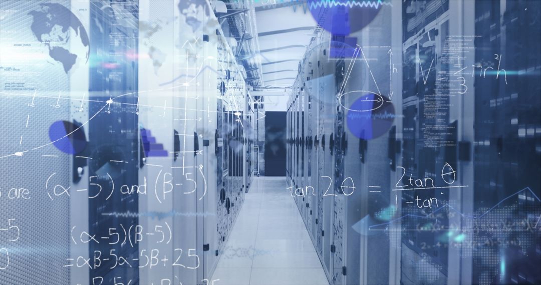 Data Center with Digital Analytics Overlays