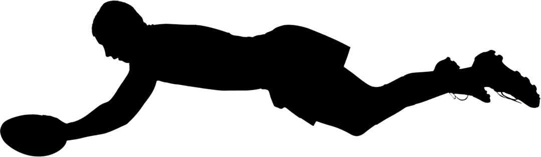 Transparent Silhouette of Player Diving with Rugby Ball