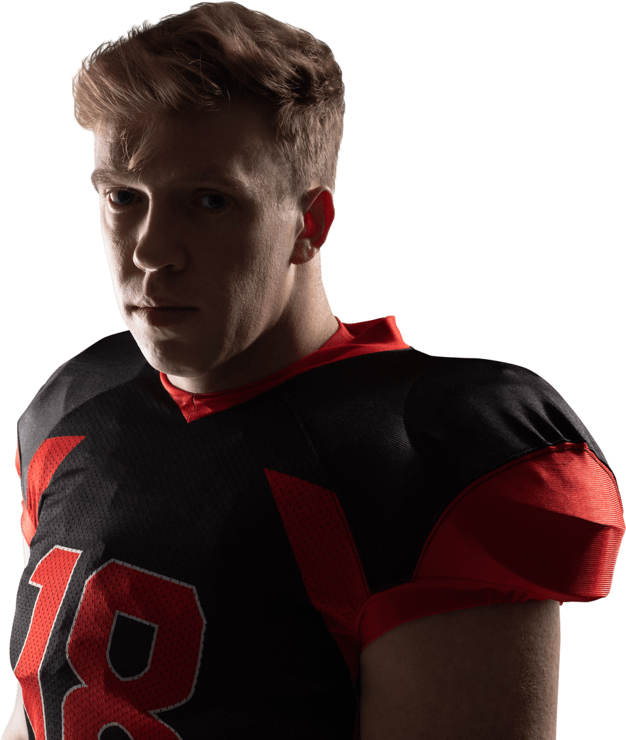 Caucasian Rugby Player on Transparent Background Facing Forward