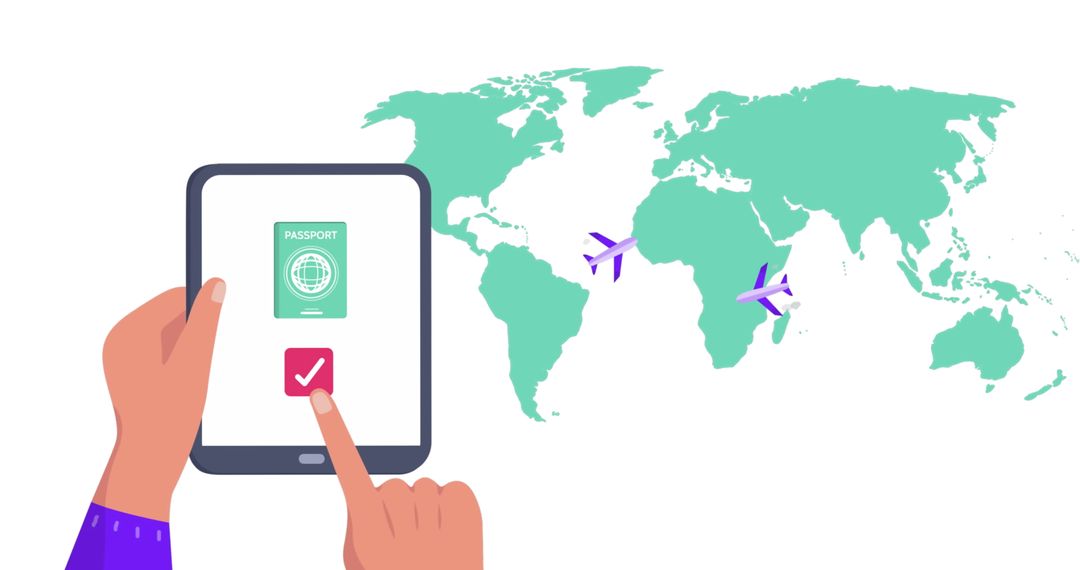 Digital Passport Check with Global Travel Concept