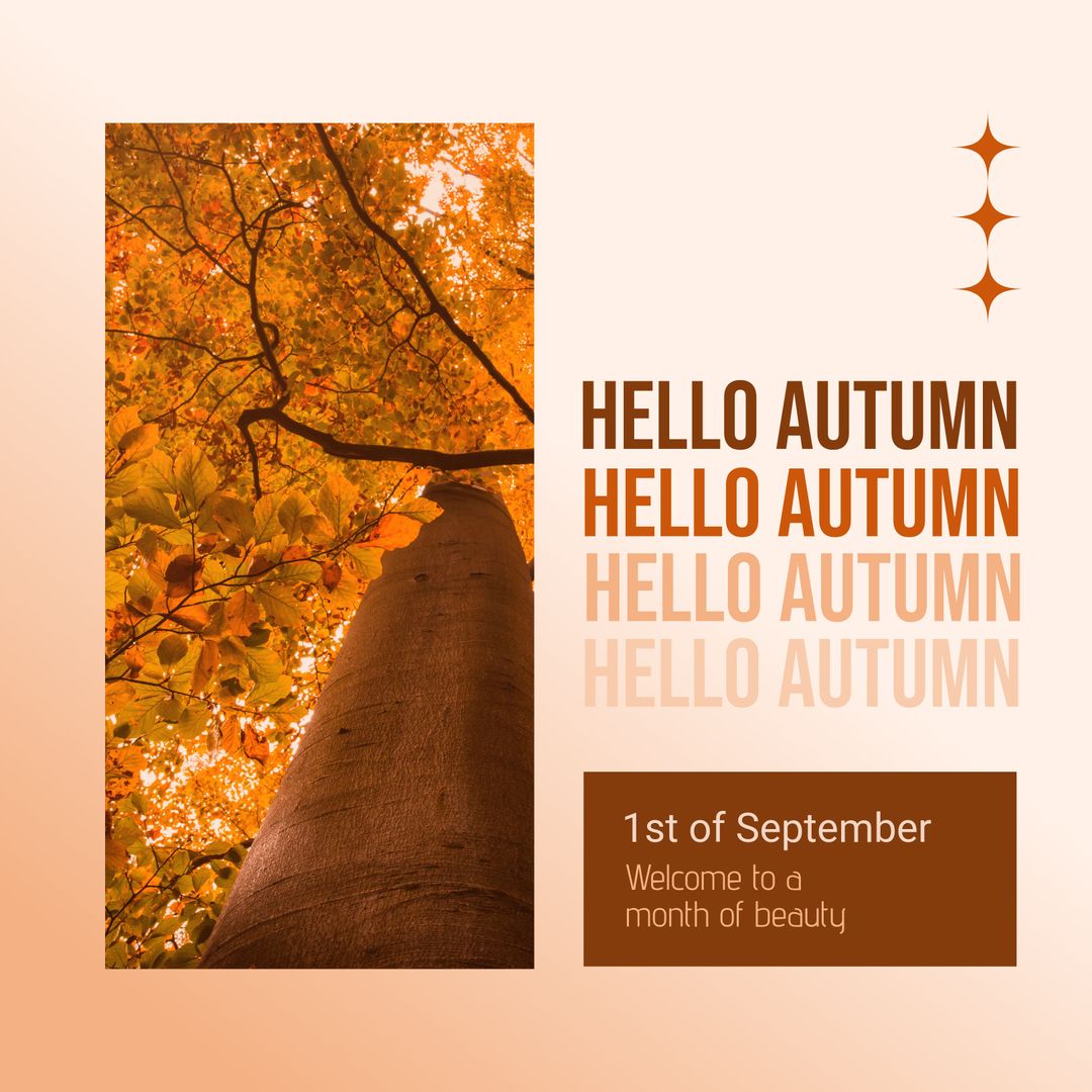 Autumn Welcome Promotional Poster with Orange Foliage and Text
