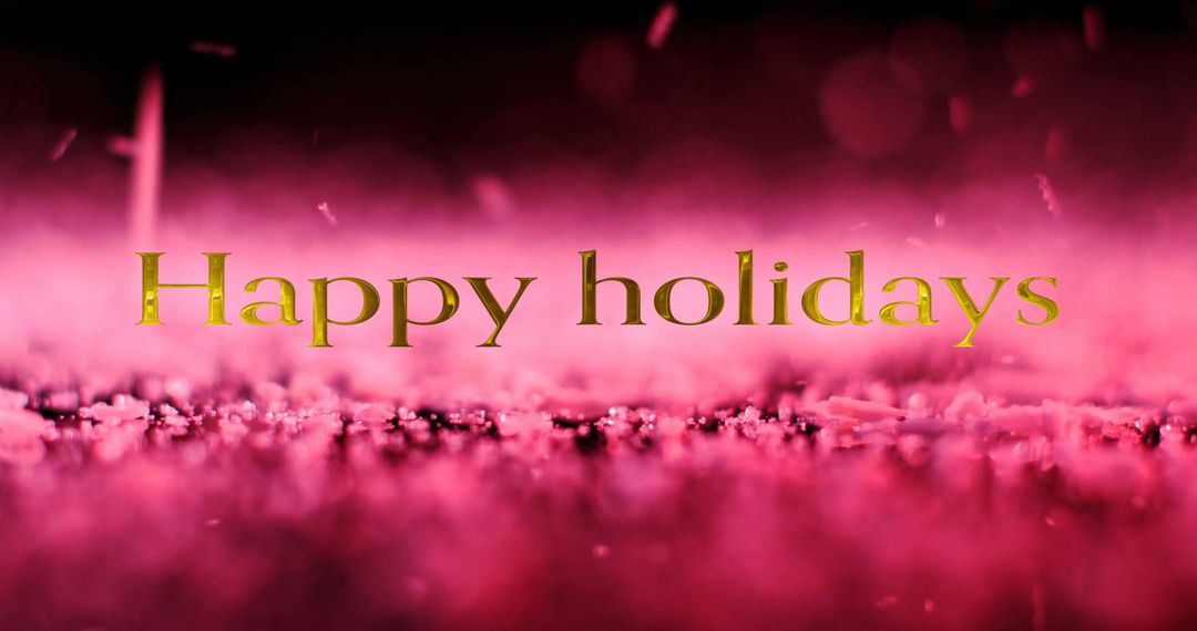 Happy Holidays Festive Greeting with Falling Pink Particles
