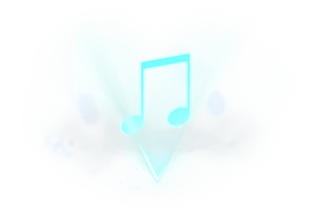 Digital Musical Note Symbol on Transparent Background