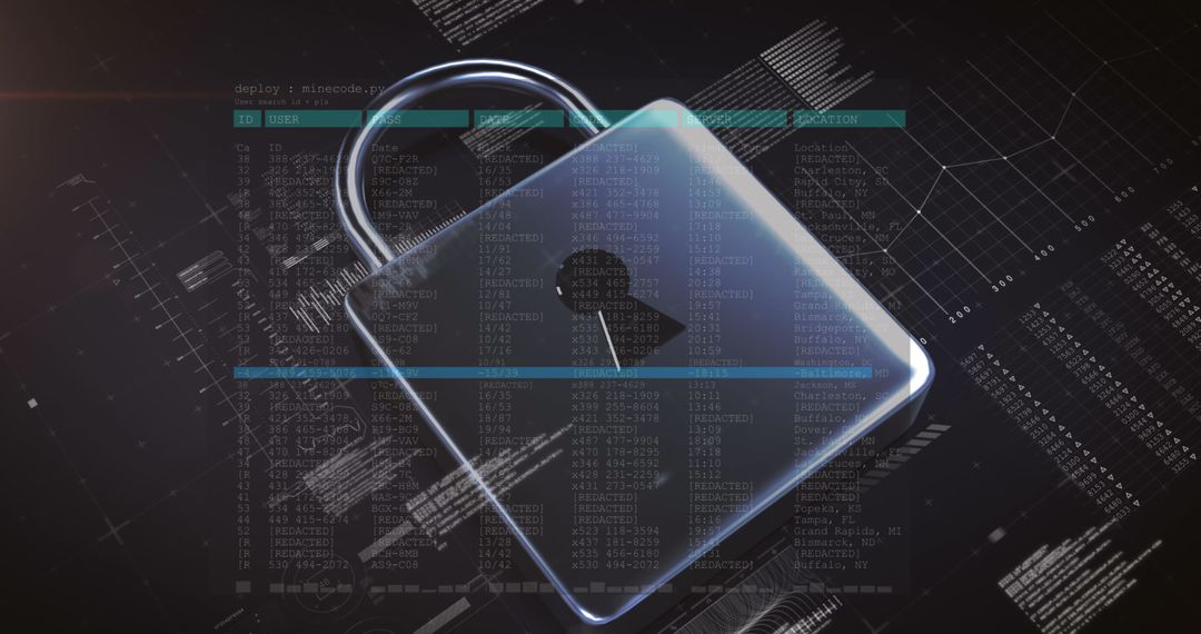 Digital Padlock with Data Processing Background for Cybersecurity - Free Images, Stock Photos and Pictures on Pikwizard.com