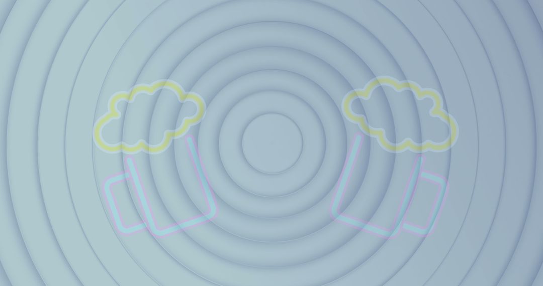 Neon Beer Glasses Overlapping Circular Wave Patterns