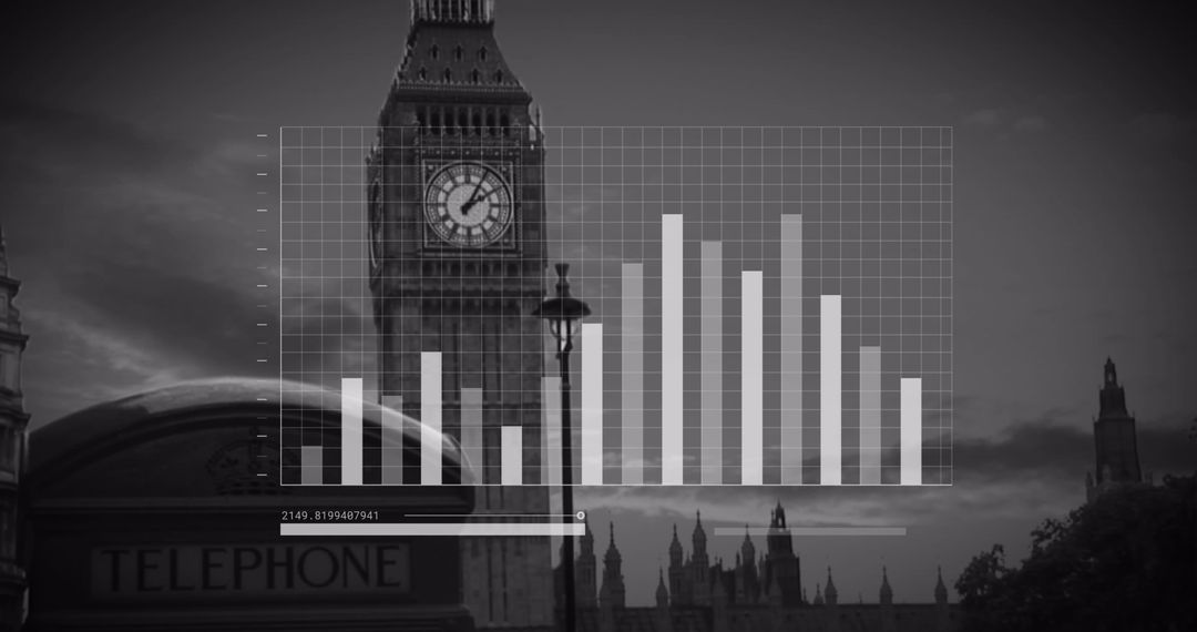 Data Visualization Over London Skyline Signifying Global Business Trends