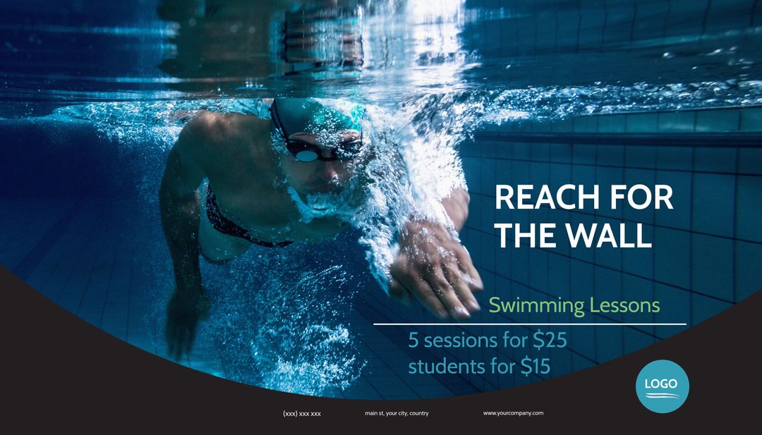 Underwater Swimmer Reaching for Wall during Training Session - Download Free Stock Templates Pikwizard.com