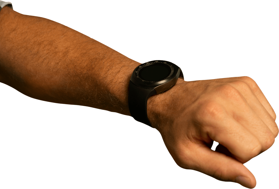 Close-up of Arm Wearing Transparent Smartwatch