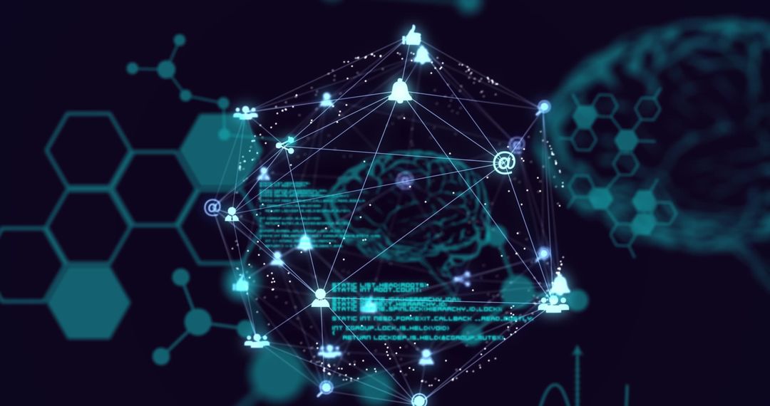 Futuristic Network of Digital Medical Icons on Abstract Background