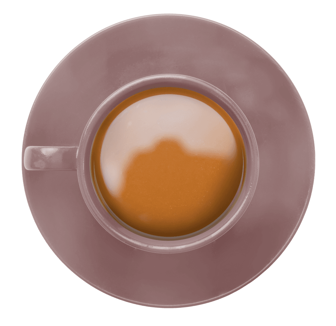 Top View Coffee in Soy Latte Cappuccino Transparent Effect