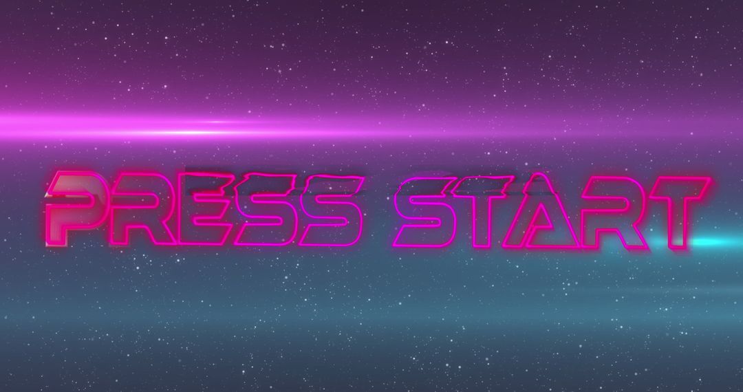 Retro Video Game Start Screen with Futuristic Text Effect