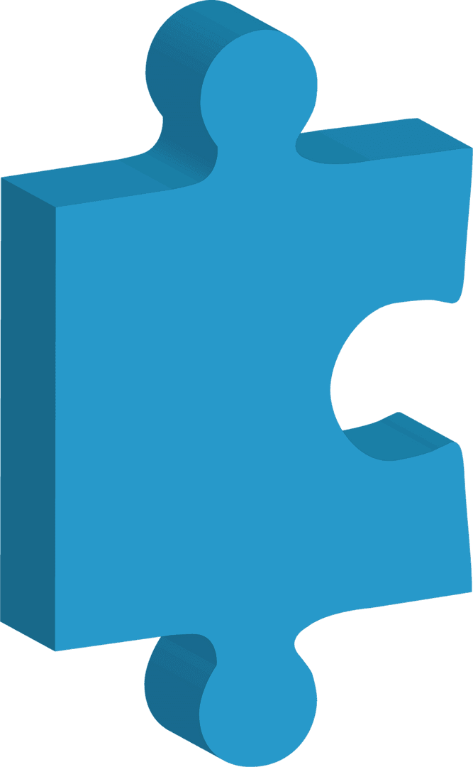 Blue Puzzle Piece on Transparent Background for Design