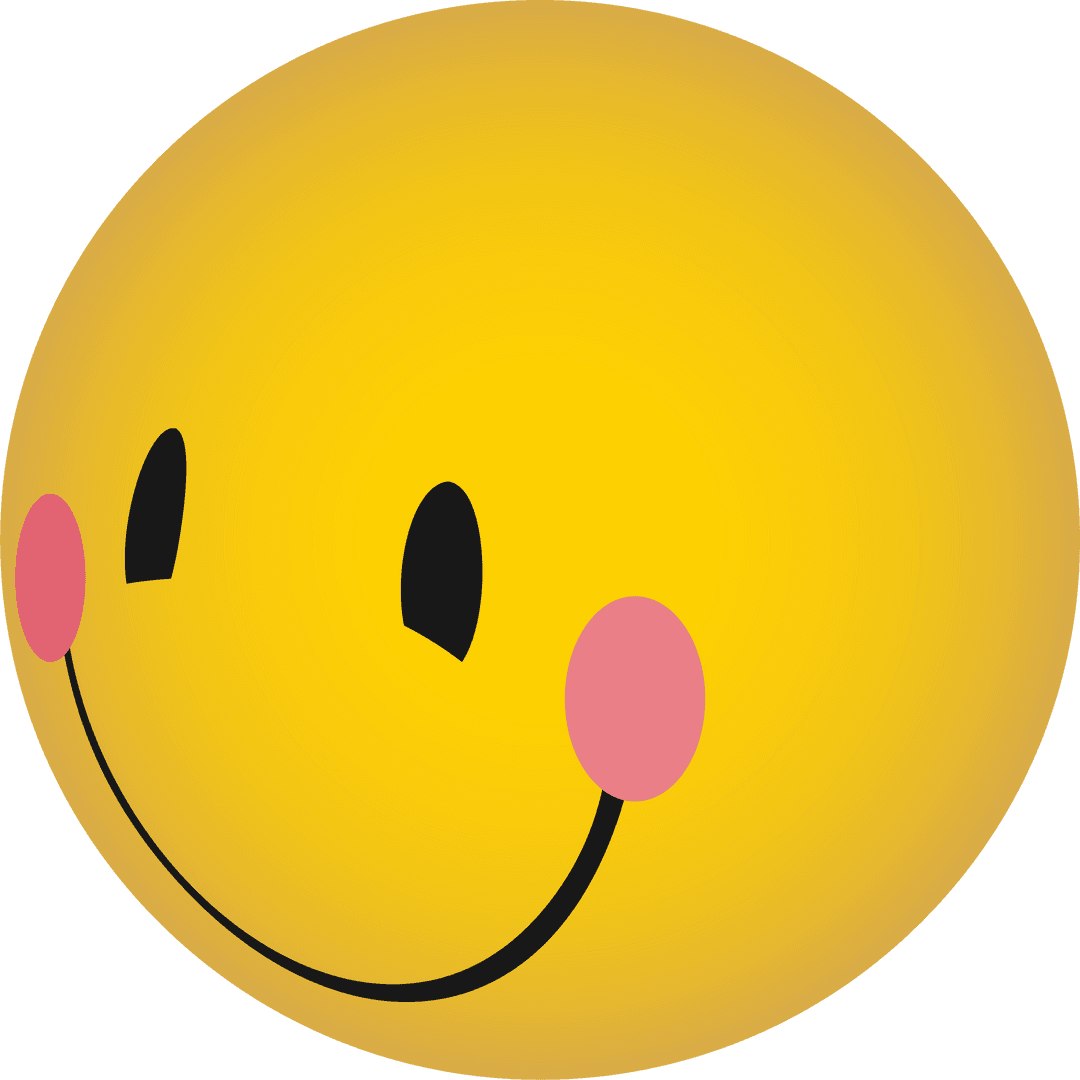 3D Yellow Emoticon Face on Transparent Background with Pink Cheeks
