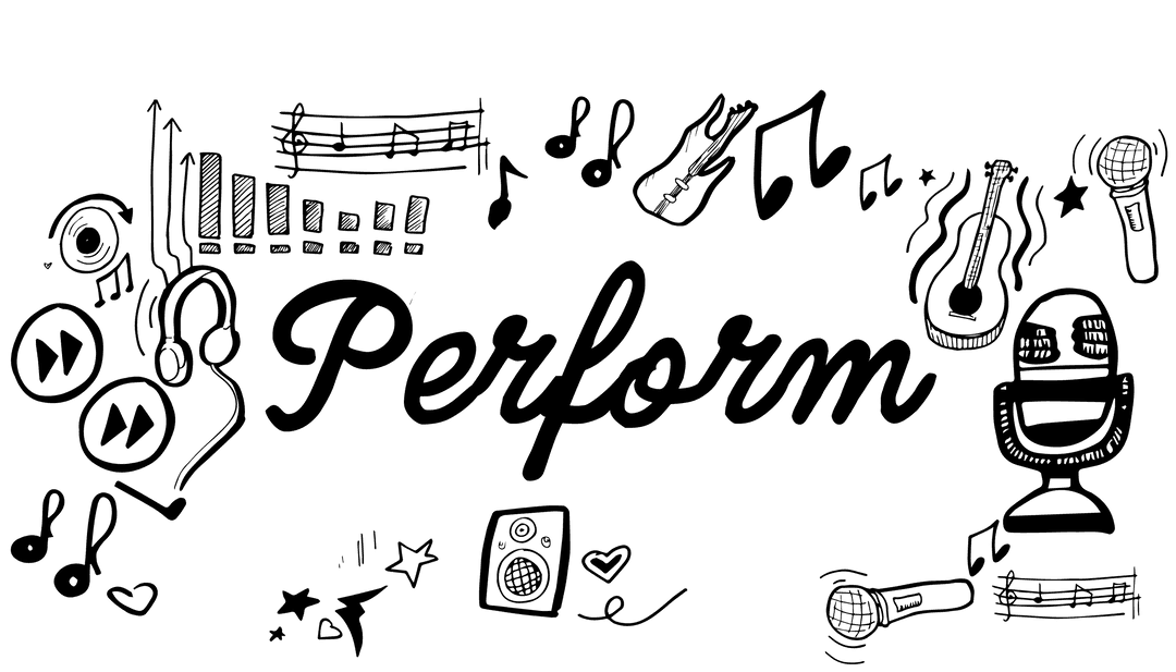 Transparent Musical Icons with Creative Text Design