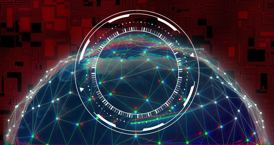 Futuristic Digital Network Connectivity Grid Over Abstract Globe