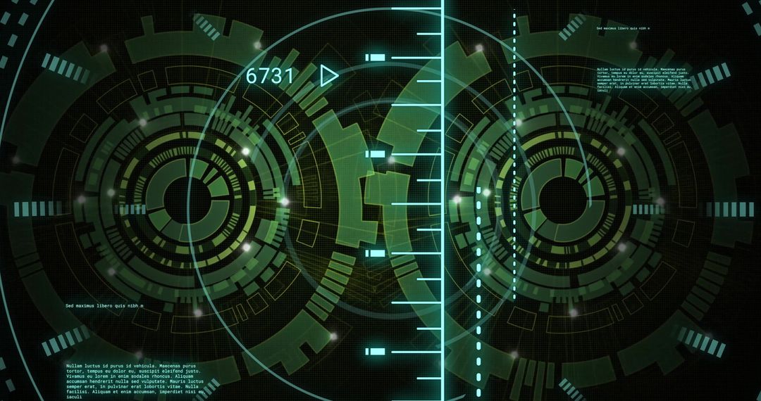 Futuristic Digital Data Interface with Scanning Scopes