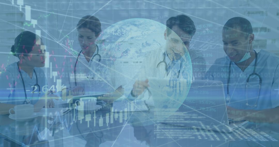 Global Medicine: Diverse Doctors Analyzing Digital Patient Data