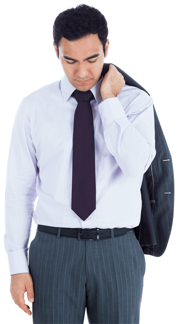 Transparent: Biracial Businessman Holding Jacket, Professional Look