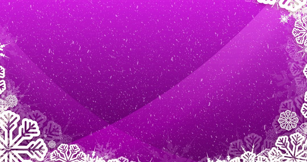 Snowflakes Falling on Purple Emblazened Background with Decorative Borders