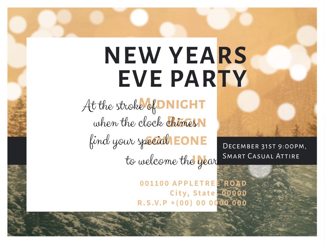 Festive New Year's Eve Party Invitation with Sparkling Lights