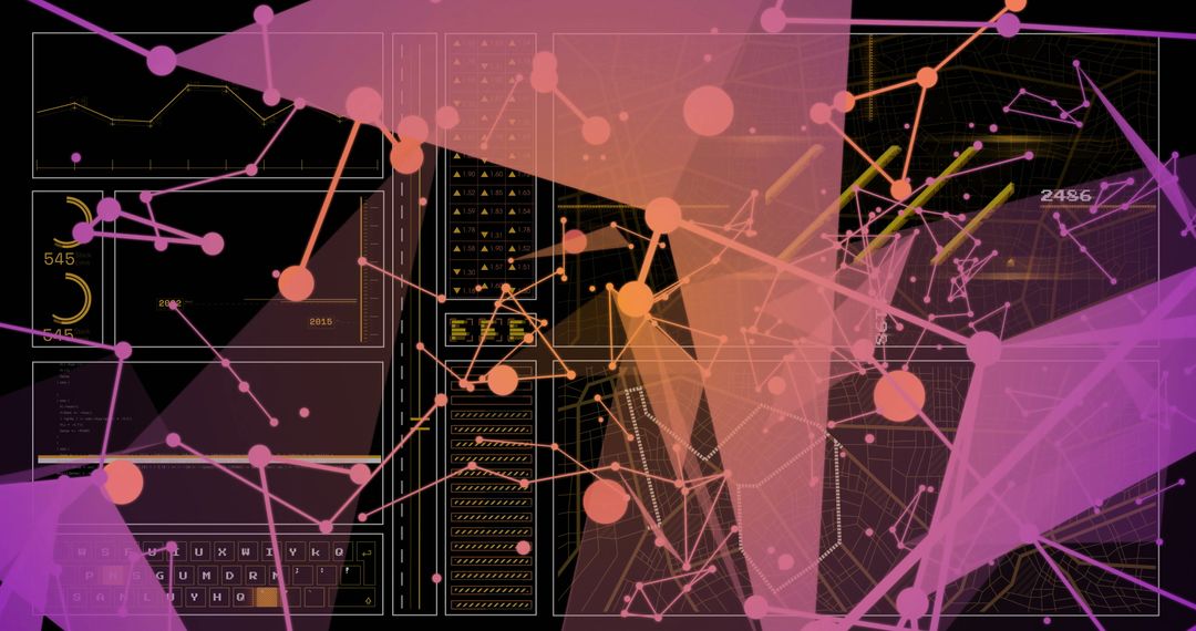 Futuristic Data Network Overlay on Digital Interface