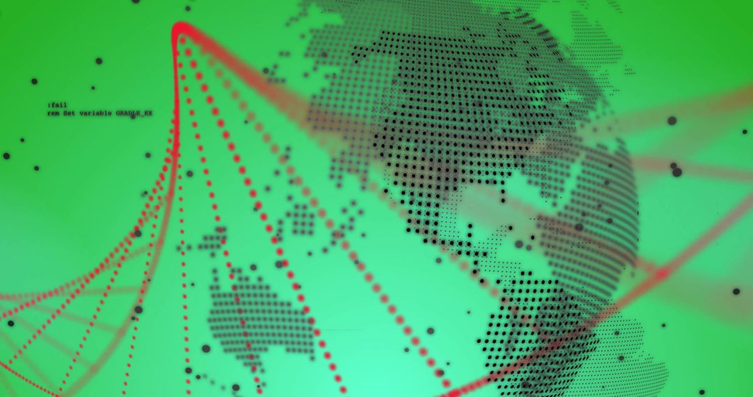 DNA Strand Encircling Digital Globe on Data Background