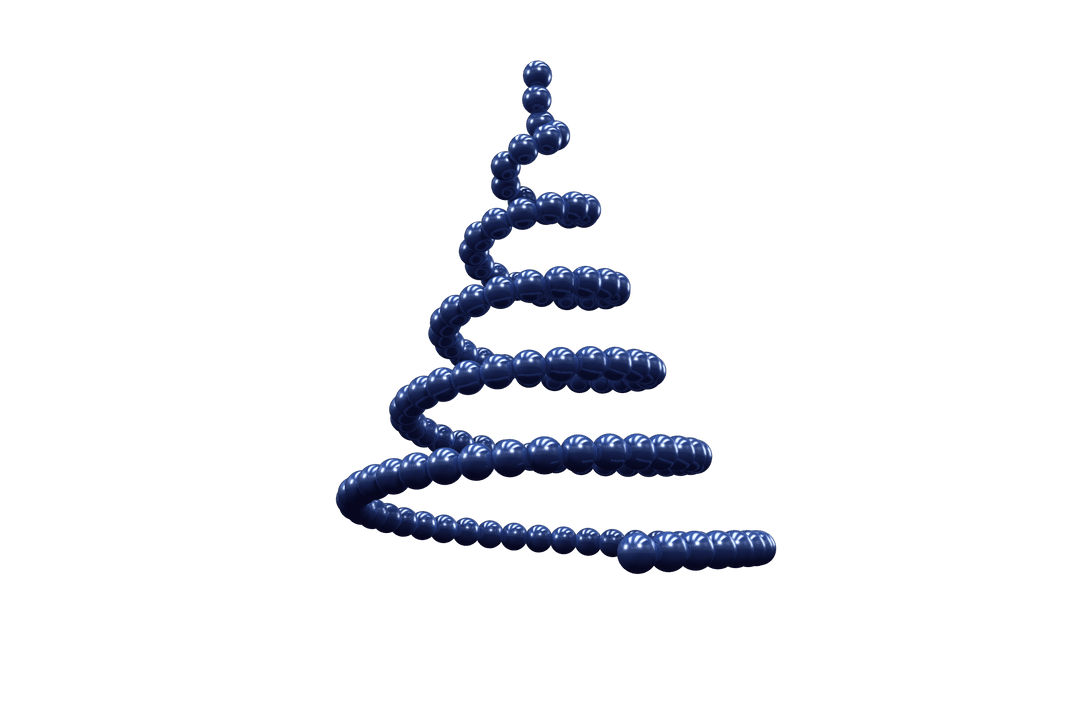 Digital Blue Christmas Tree made of Spheres on Transparent Background