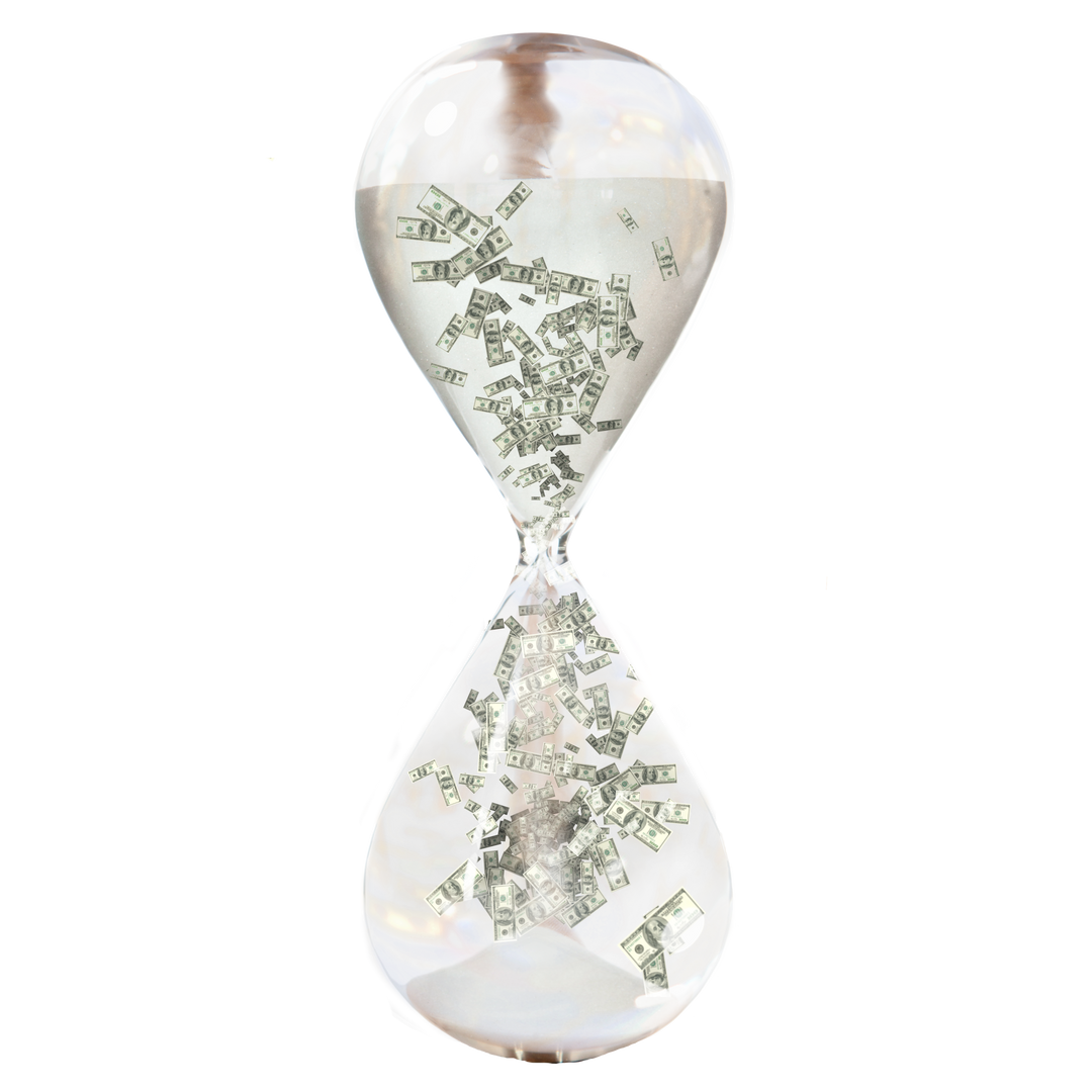 Transparent Hourglass with Dollar Bills Falling Time Concept - Download Free Stock Images Pikwizard.com