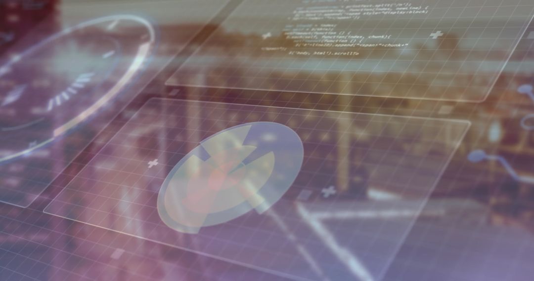 Futuristic Holographic Interface with Code and Gauges