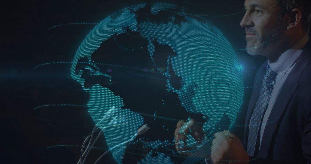 Global Business Visionary Concept with Spinning Digital Globe