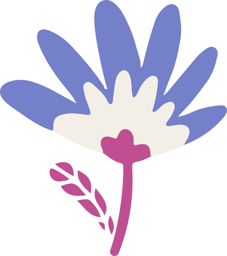 Minimalist Floral Vector Botanical Design on Transparent Background