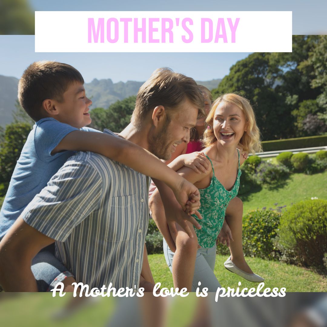 Happy Family Celebrating Mother's Day in Nature