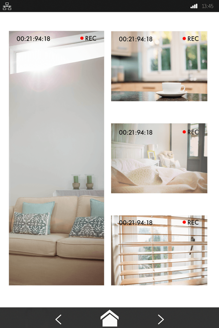 Mobile Security Camera Interface Displaying Couch Living Room