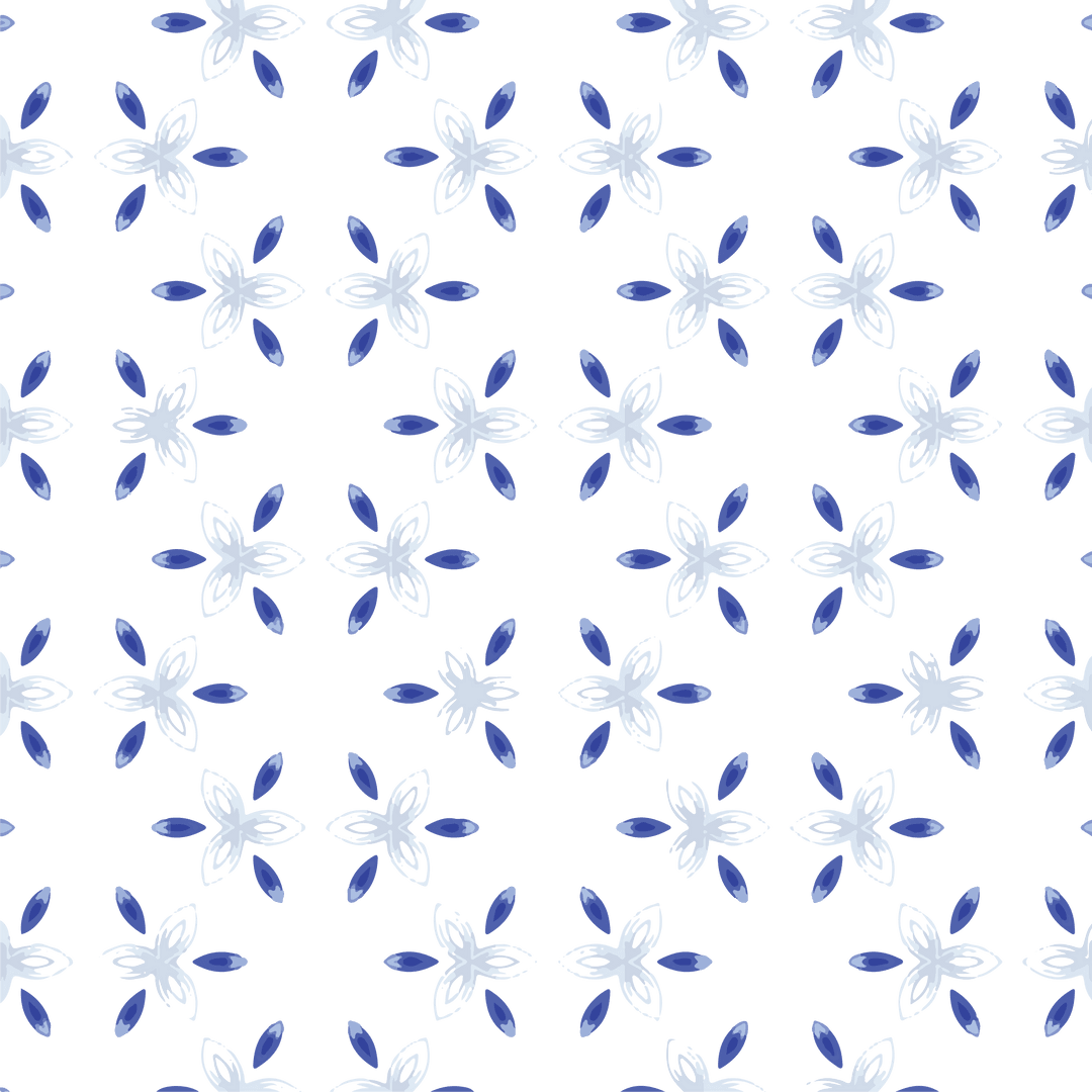 Blue Floral Pattern with Transparent Background for Design Projects