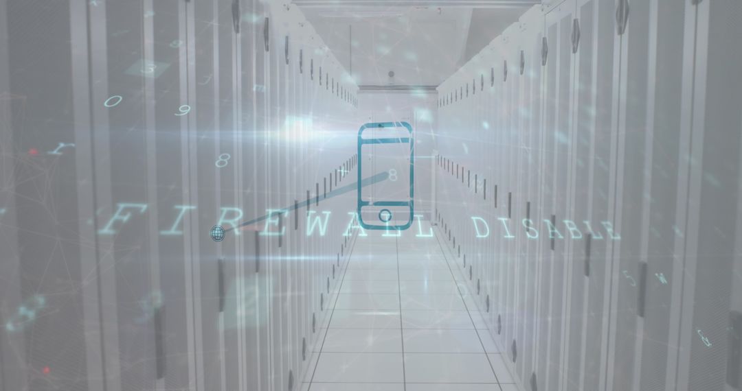 Digital Security Breach in Data Center Corridor with Floating Interface