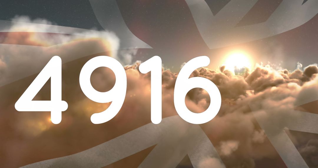 Cinematic Sunset Over British Flag with Number 4916
