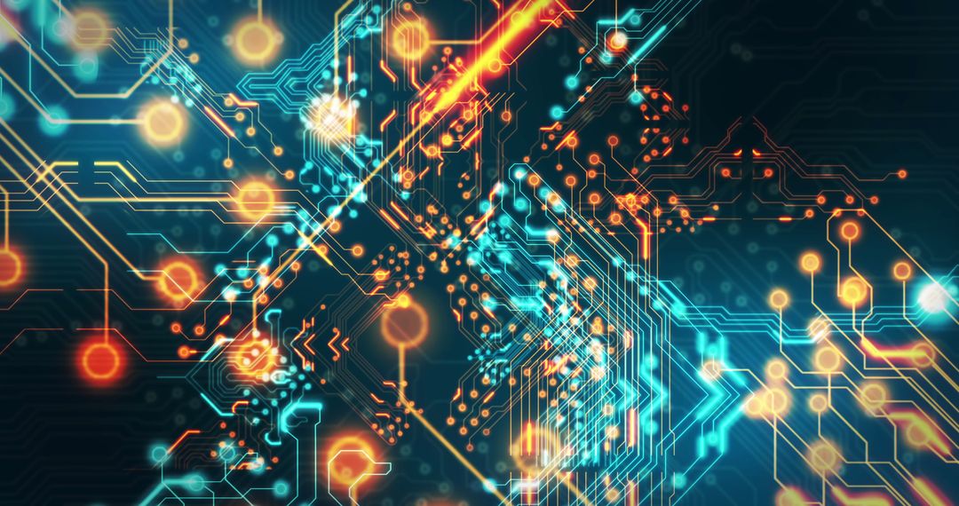 Futuristic Digital Circuit with Glowing Connections