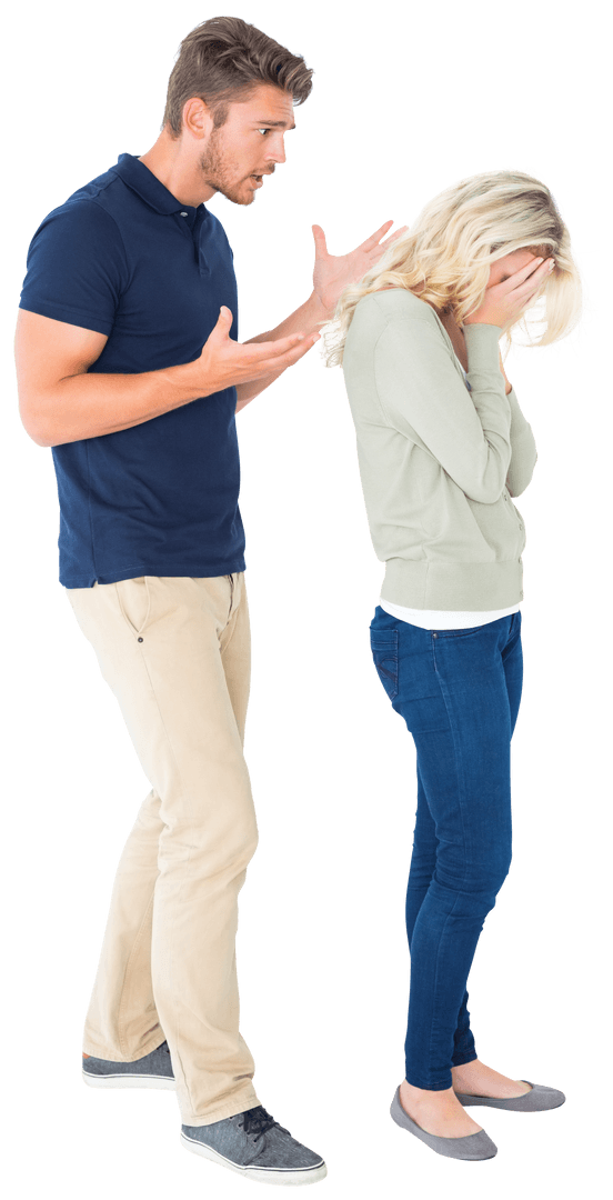 Talking Couple with Transparent Background Disagreeing Situation