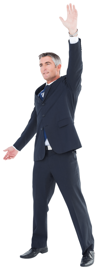 Confident Businessman Gesturing with Transparency Effect