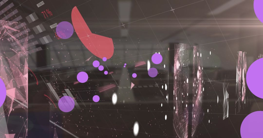 Violet Dots and Abstract Technology Data Visualization