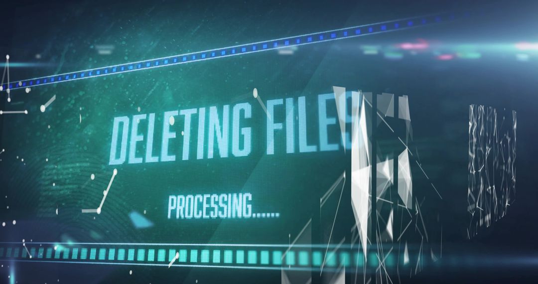 Futuristic Interface Display with Deleting Files Animation