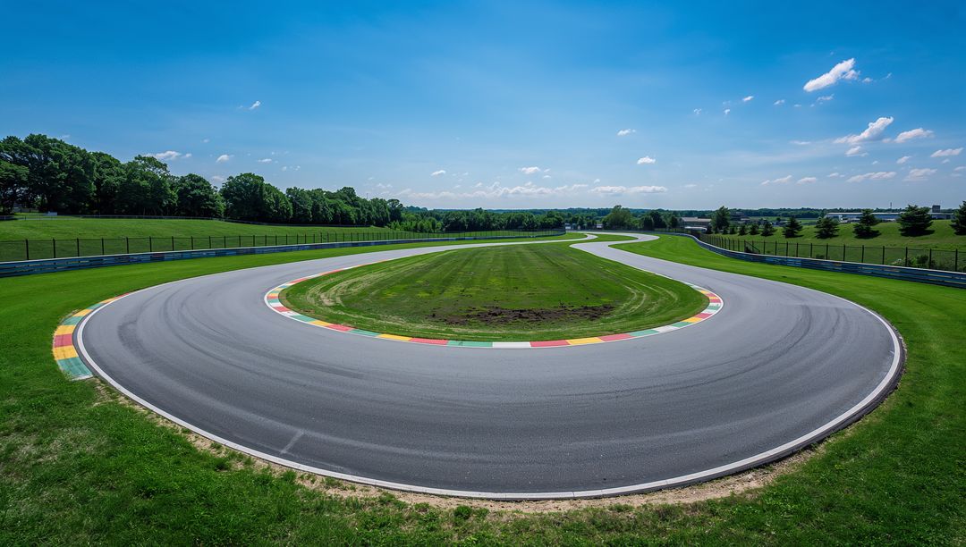 Curved hairpin turn on professional racing track