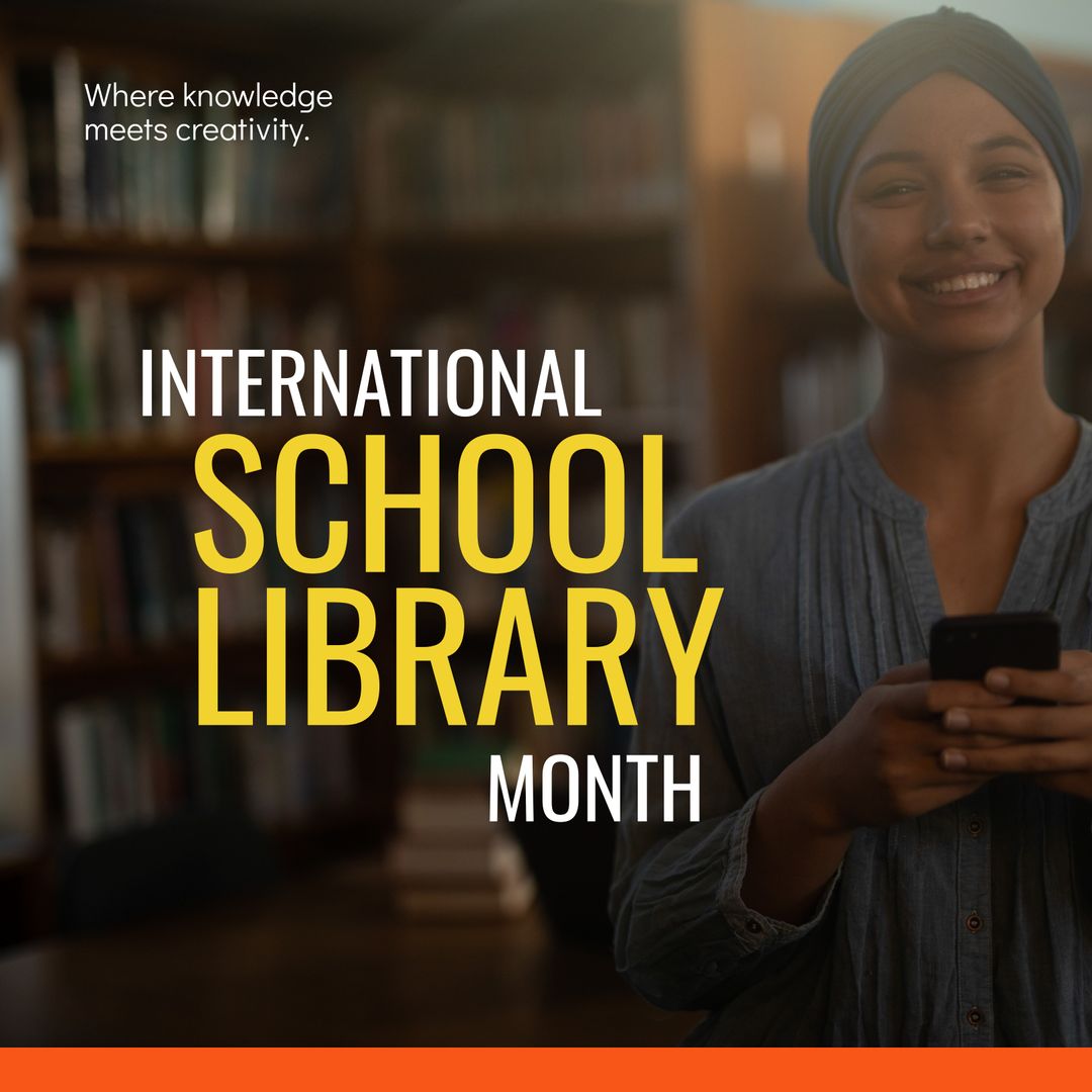 Smiling Student in Hijab Celebrating International School Library Month