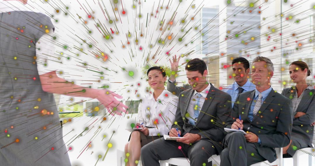 Business Audience Engaging with Presenter in Data-Driven Corporate Seminar and Training