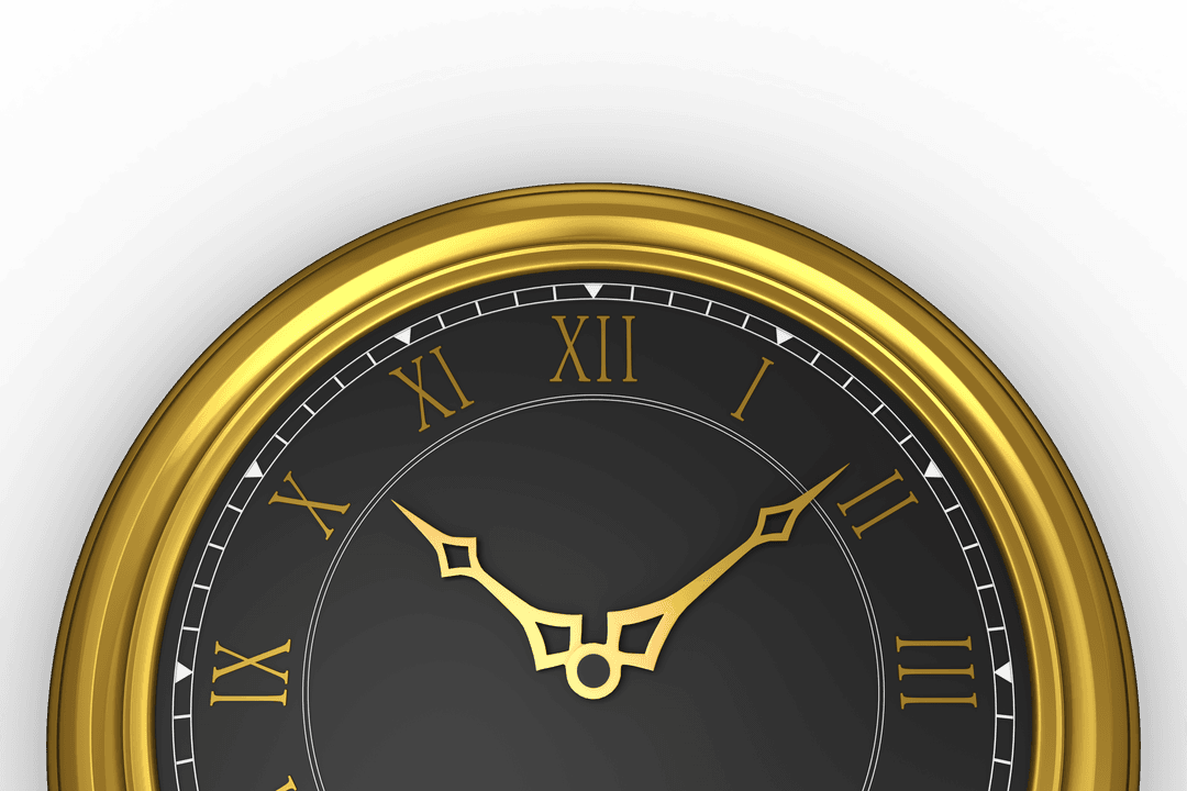 Elegant Transparent Clock with Golden Roman Numerals