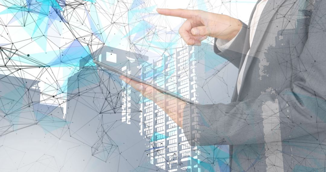 Digital Transformation Concept with Businessman and City Background